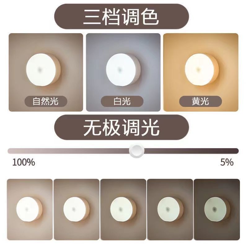 Touch Mini Eye Protection Small Night Lamp Student Dormitory Dual-Purpose Charging and Plug-in Wireless Adsorption LED Ambient Light Bedroom Artifact
