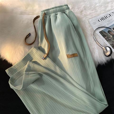 ice silk straight pants men‘s summer thin fashion brand high-grade wide-leg pants design oversize loose casual trousers