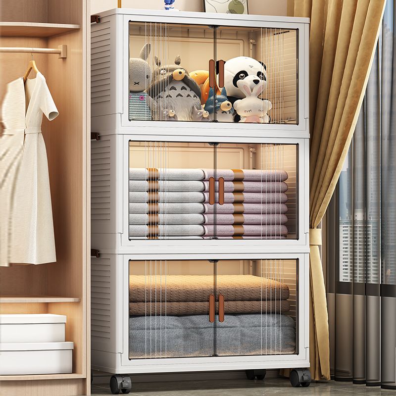 Household Clothes Storage Box Multi-Layer Storage Cabinet Organizing Cabinet Locker Wall Snack Storage Folding Box with Wheels
