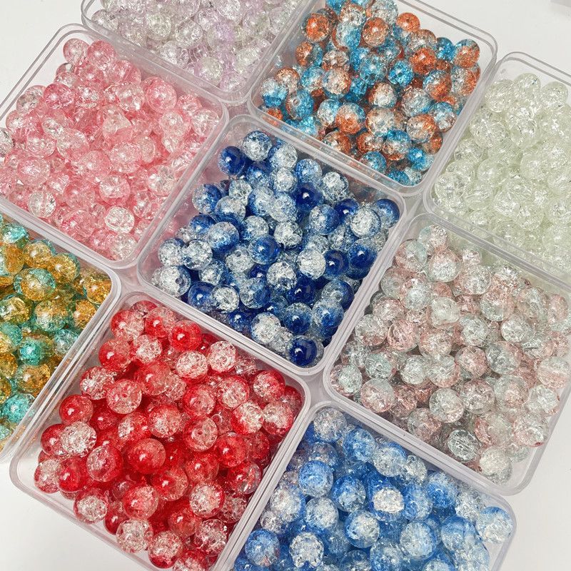 k10mm ice crack glass bead gradient transparent beaded handmade diy bulk accessories scattered beads fairy jewelry material package