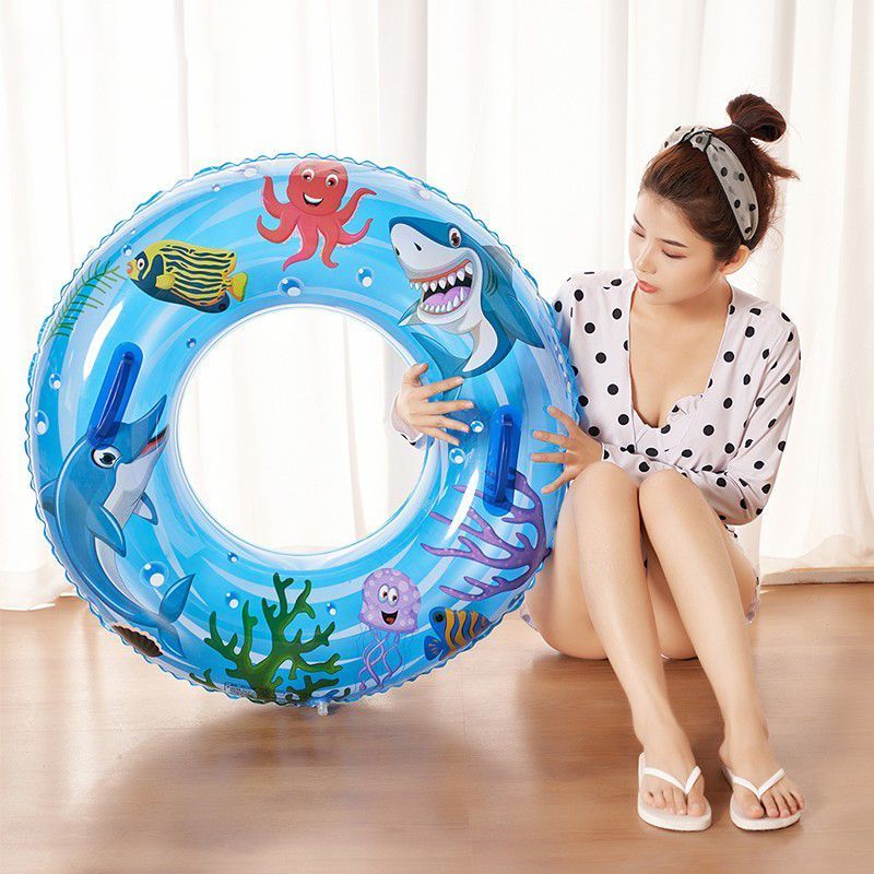 thiened children‘s swimming ring underwater world swim ring boys and girls can sit inftable life buoy for adults and beginners swim ring