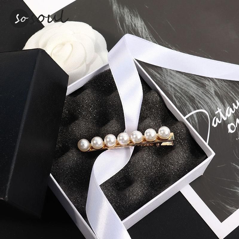 fashion pearl barrettes female side bangs forehead side clip word clip exquisite little clip female headdress duckbill