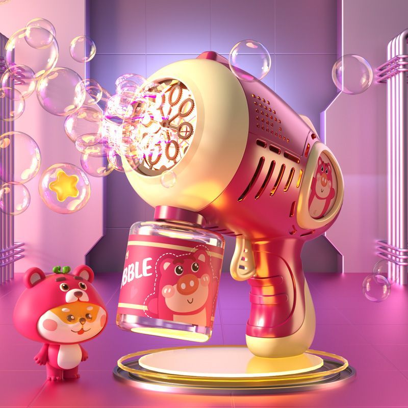 children‘s automatic strawberry bear handheld bubble machine toy online popular bubble blowing girl‘s birthday gift