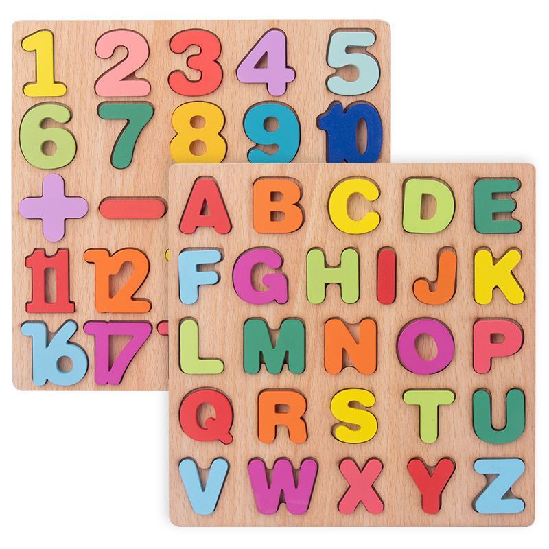 children‘s 1-6 years old digital alphabet building blocks puzzle baby recognition early education educational toys wooden grab board puzzle