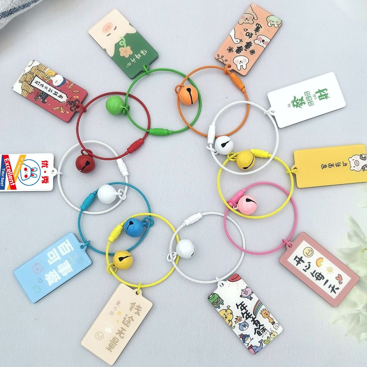 double-sided acrylic word plate steel ring keychain female small ins custom luggage anti-discard key ring diy pendant