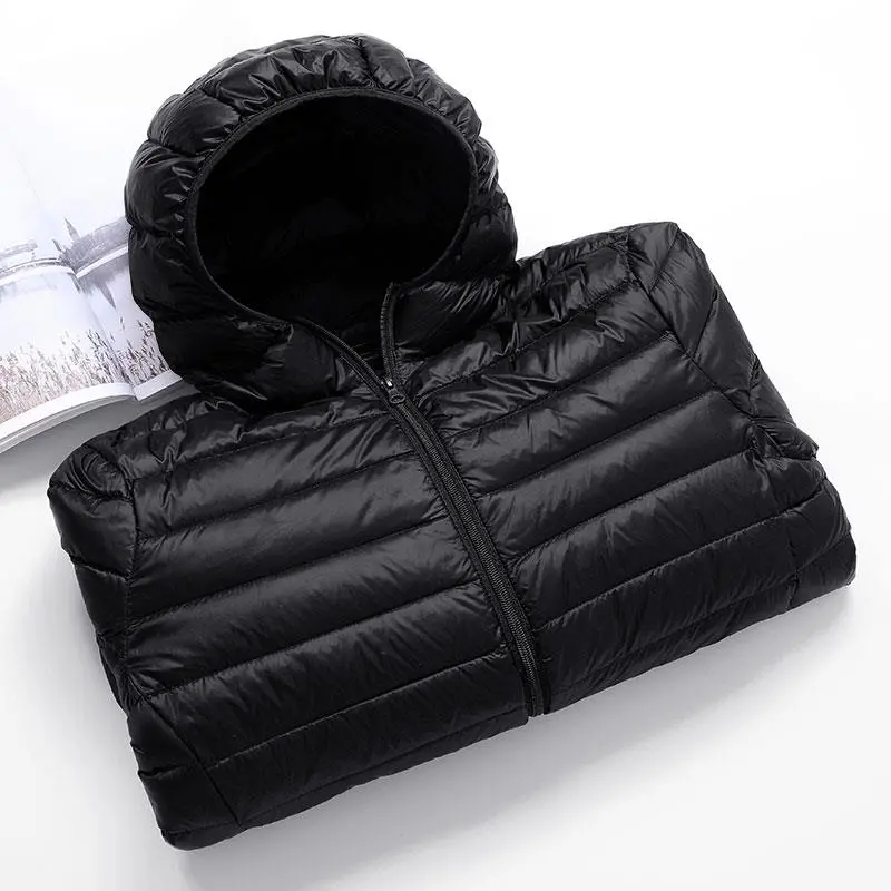 high-end lightweight down jacket short 2024 autumn and winter new hooded pure color all-matching casual cold-proof warm jacket