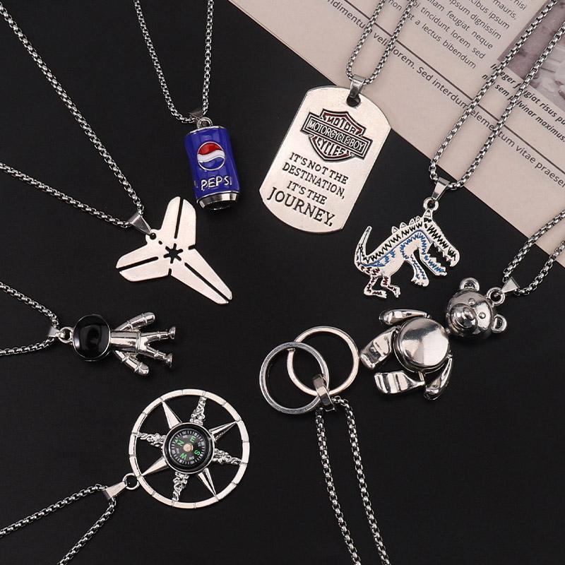 new handsome titanium steel necklace trendy boys hip hop ruan shuai korean style pendant female ins all-match super hot internet influencer accessories