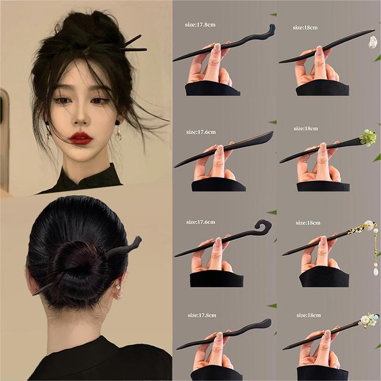 black wood hairpin women‘s new chinese style wooden hair clasp ancient style high-grade wooden updo hair clasp simple modern hair piece hairpin