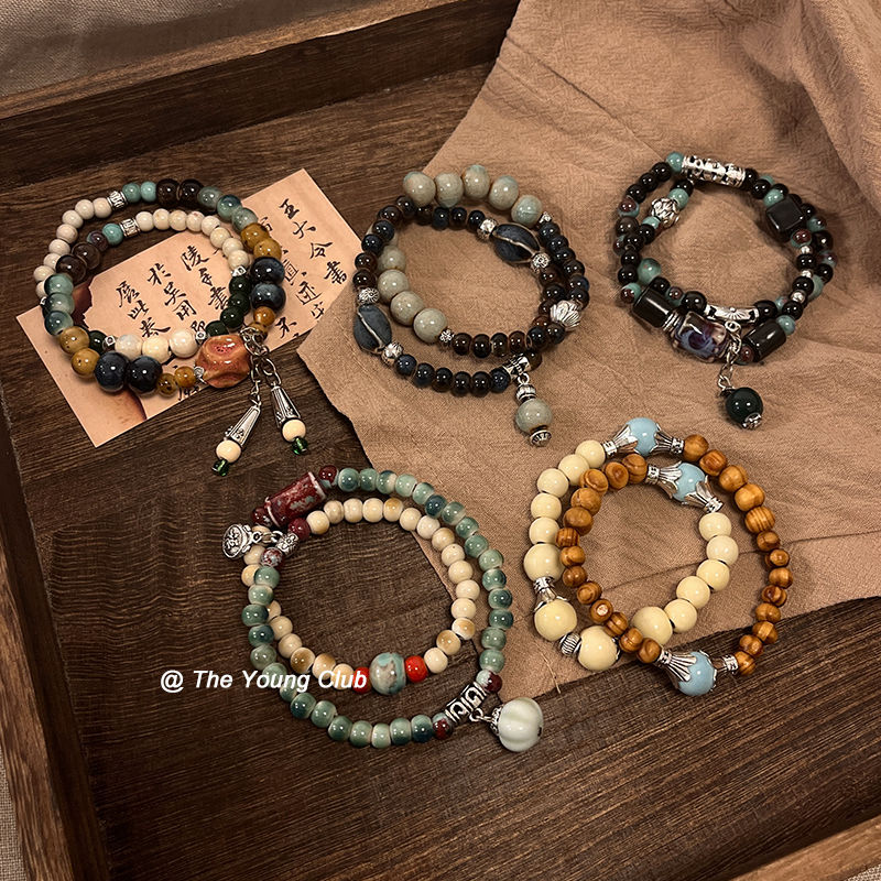 new chinese style ceramic bracelet women‘s original design high-grade beaded ethnic style bracelet national fashion retro girlfriends bracelet