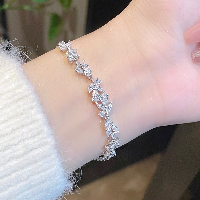 925 sterling silver [wisteria flower series] smile bracelet female ins niche high-grade light luxury diamond-embedded luxury bracelet