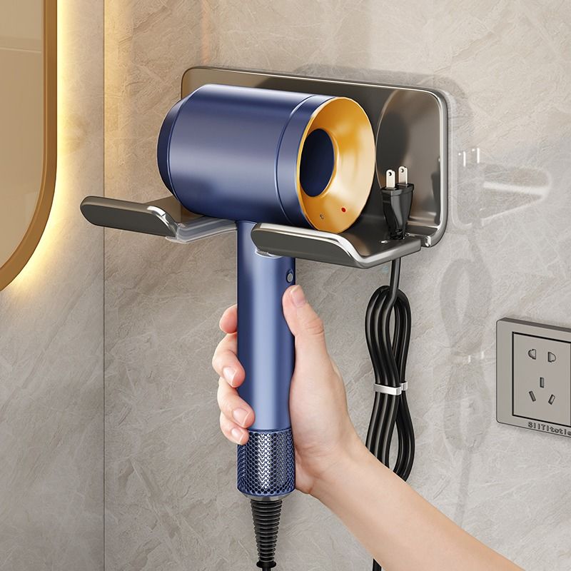 hair dryer rack punch-free toilet hair dryer rack bathroom wall-mounted hair dryer bracket storage fantastic