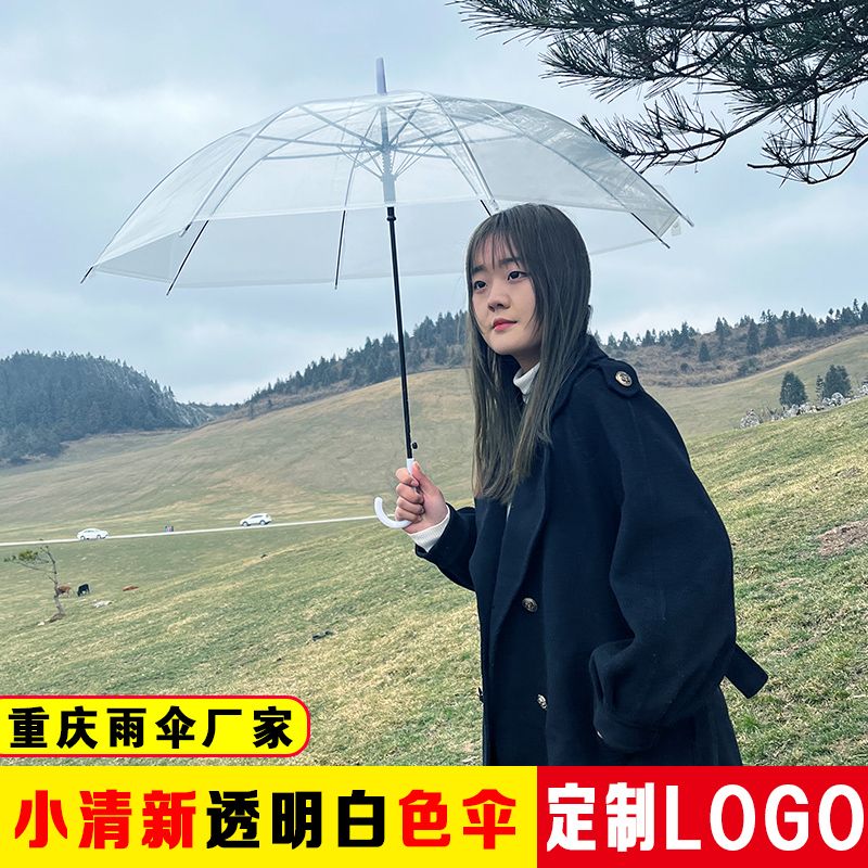 transparent umbrella good-looking transparent long handle umbrella internet celebrity ins japanese and korean style transparent umbrella creative fresh all-weather umbrella