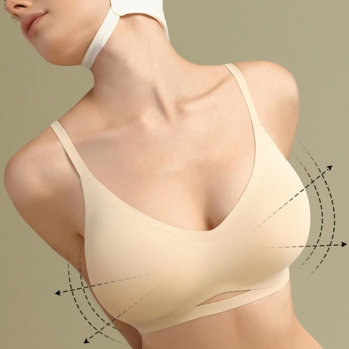 plain skin good product  ear cup outer expansion chest underwear women‘s small chest push up big seamless cartoon chest extra thick bra