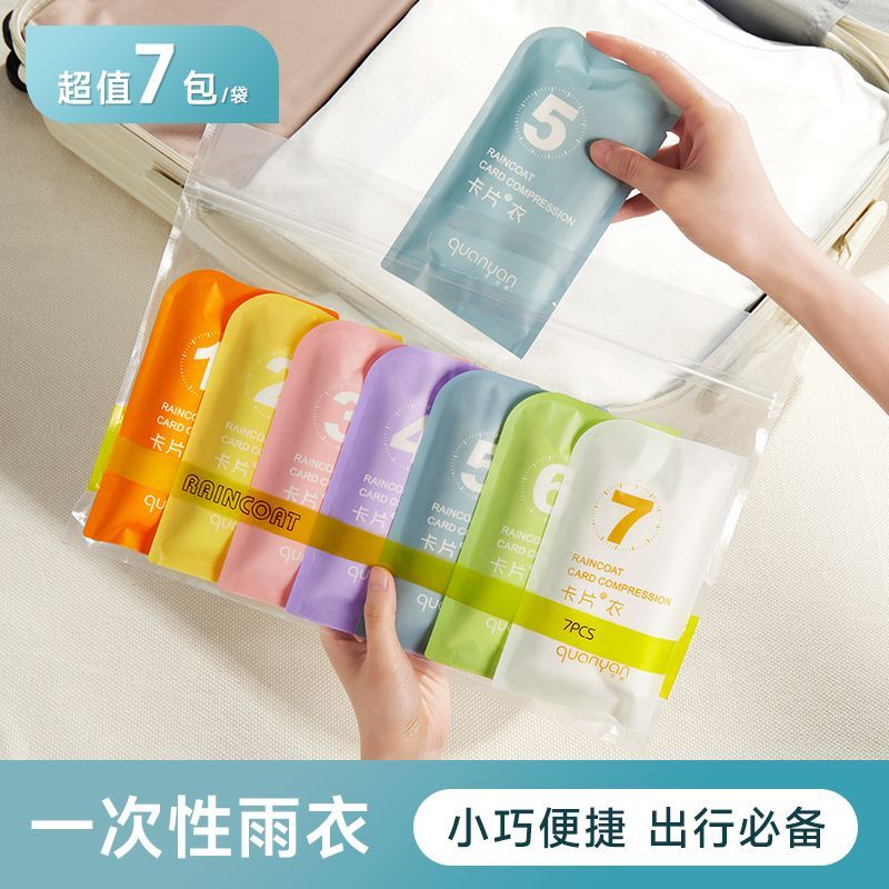 disposable raincoat compression card packaging long full body rainproof portable travel adult thickened free size poncho