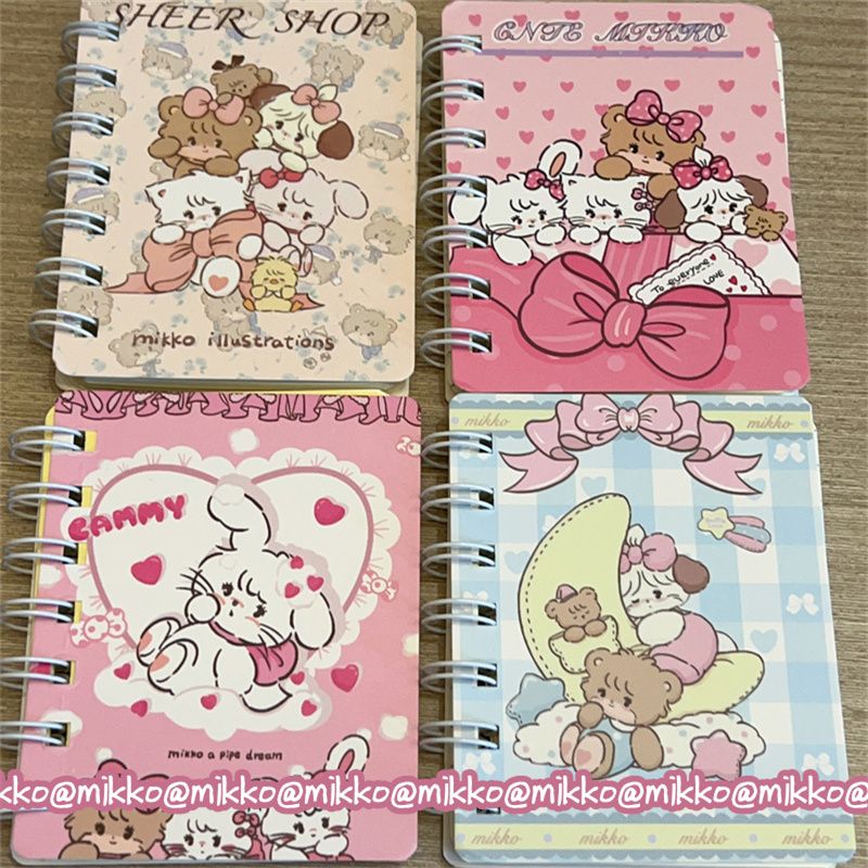 cute mikko coil notebook ins style cartoon horizontal line a7 coil notebook homework notebook pocket notebook