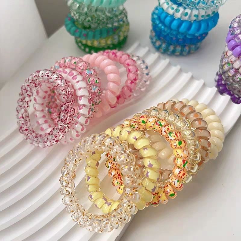 sweet girl rainbow hair band gradient color series phone line hair ring hair rope female seamless hair band does not hurt hair accessories