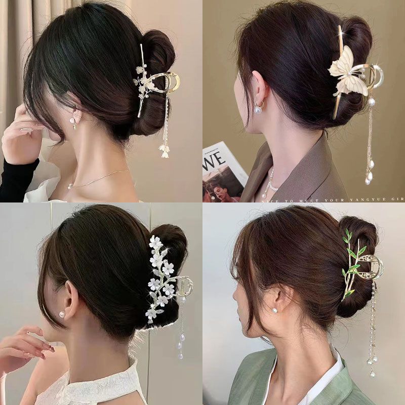 new shark clip chinese style retro style all-match hair clip large back spoon updo hair accessories summer tassel hairpin