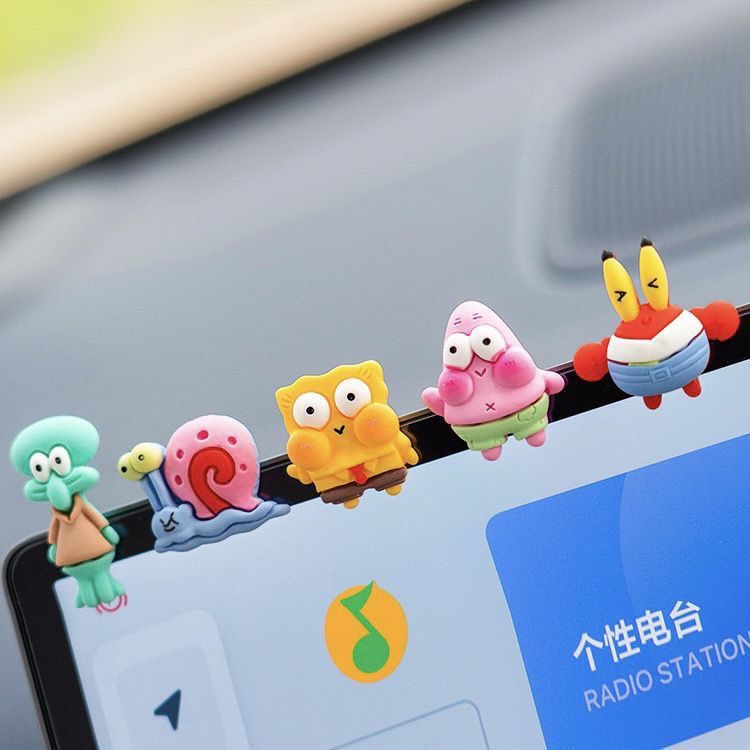 Screen Navigation Decoration Creative Dashboard Cute SpongeBob Car Interior Decoration Supplies Car Decoration