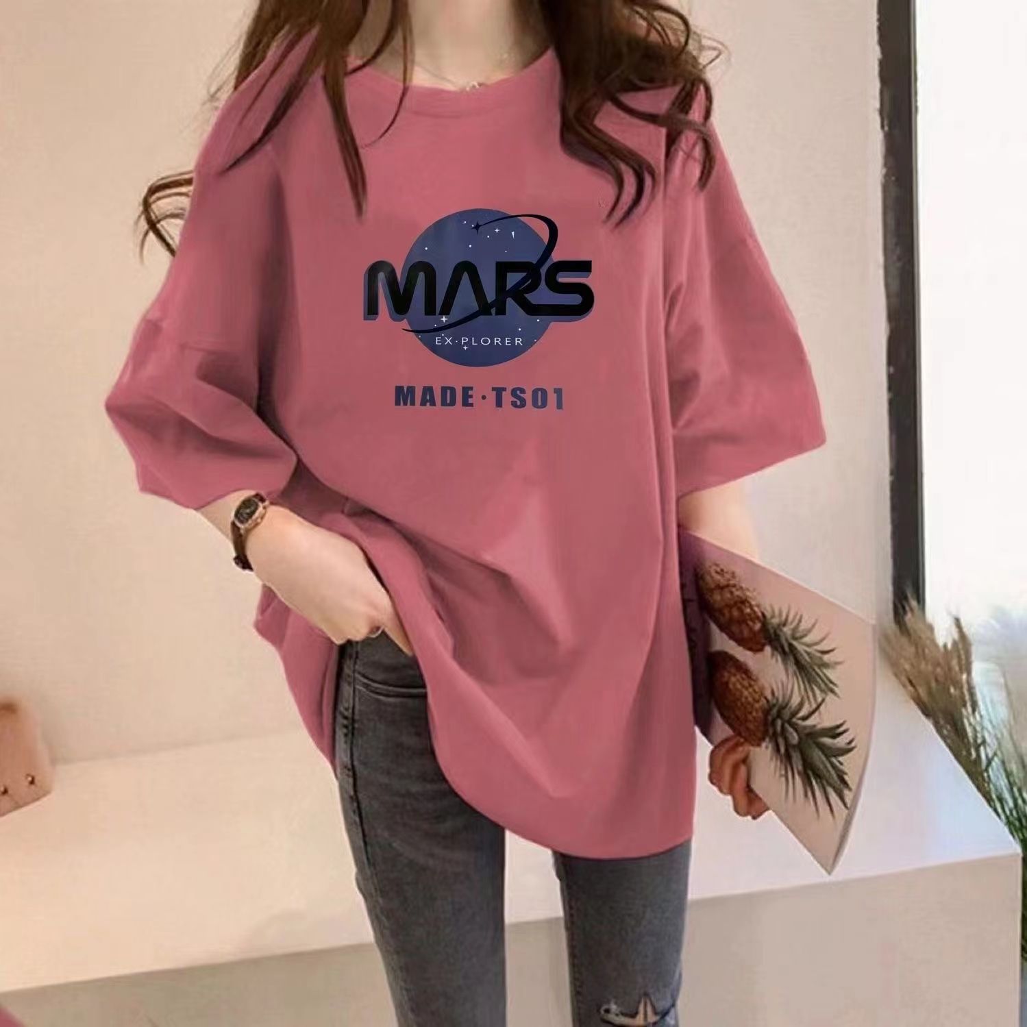 2023 summer new short-sleeved t-shirt women‘s loose korean style letter pattern all-matching ins half-sleeve t-shirt top fashion