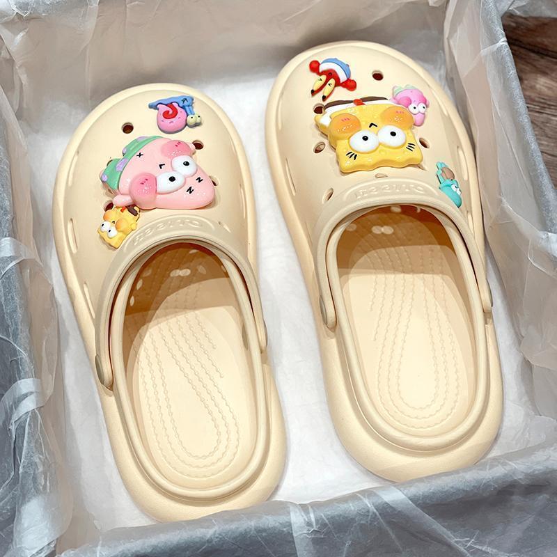 2023 summer cartoon cute hole shoes women‘s super soft platform non-slip new toe cap slipper beach shoes girl