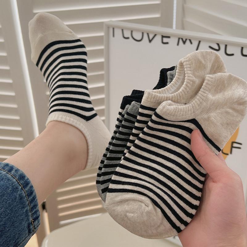 striped socks women‘s socks cotton summer thin japanese style sports silicone non-slip tight low cut short tube ankle socks