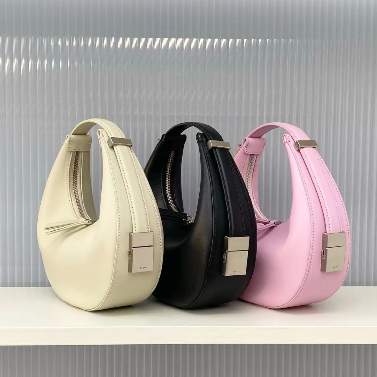 south korea osoi niche summer cute casual cowhide underarm hobos women‘s mini portable crescent wrist bag