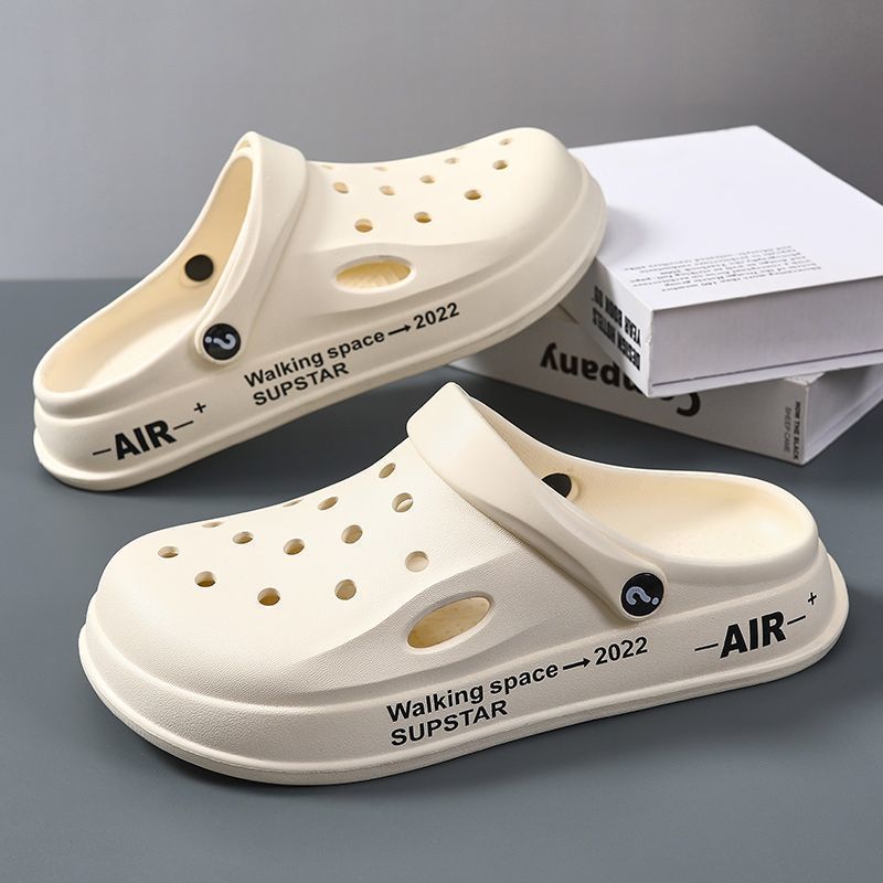 2023 new men‘s hole shoes non-slip thick bottom casual outdoor korean style beach soft bottom nurse closed-toe slippers men