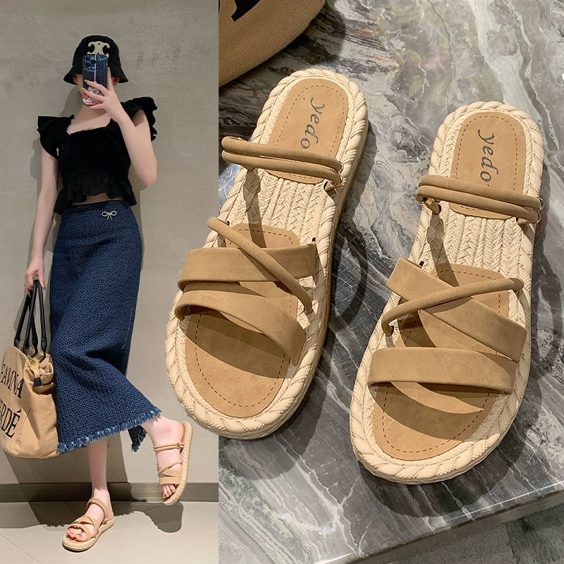 size 43 plus size roman sandals women‘s outer wear two-in-one two-in-one 2024 popular outdoor all-matching flat heel beach shoes
