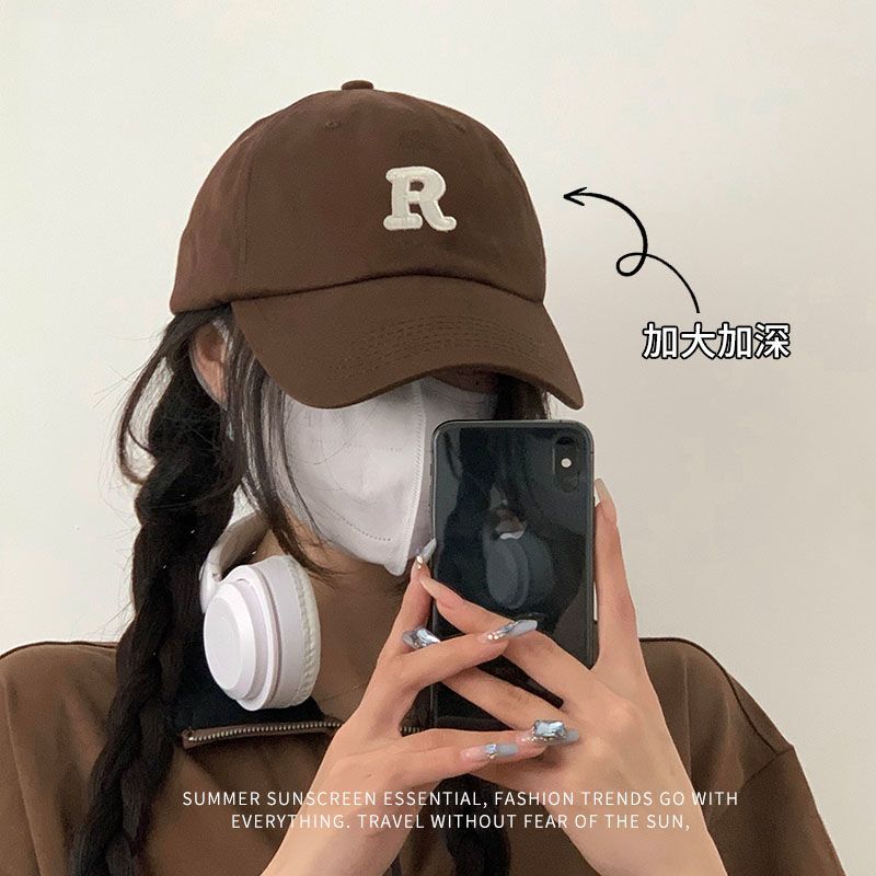 big head circumference baseball cap female korean style face-looking small deep top peaked cap tide sports all-matching sun-proof hat male sun protection hat