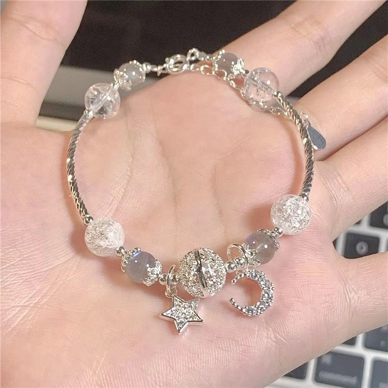 hazy star river bracelet cold wind gentle ice crushing ice star moon pendant moonstone beaded bracelet female accessories