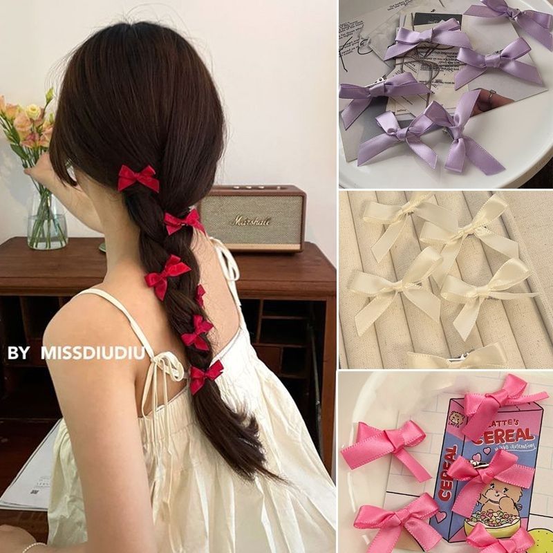 Ballet Style 8-Piece Ribbon Bow Small Multi-Color Hairpin Headdress Bow Hair Clip
