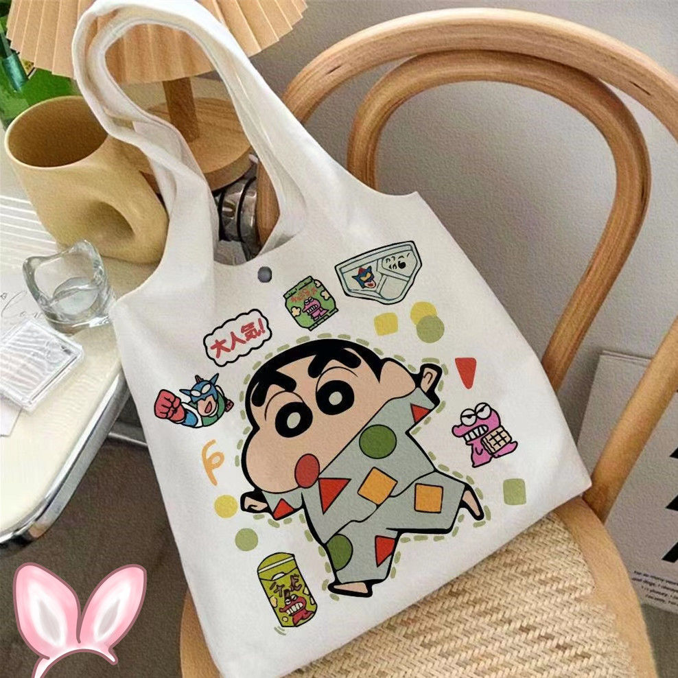 new canvas bag cartoon artistic all-match shoulder bag student minimalist large capacity tutorial book holding portable vest bag