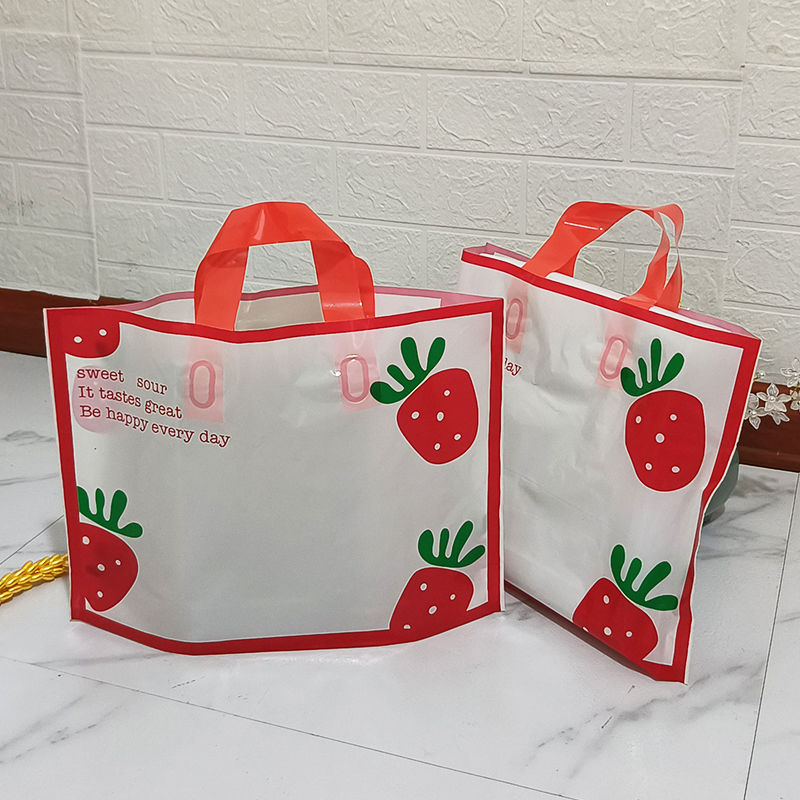 red strawberry cute q version men‘s and women‘s clothing handbag hand effect clothing store plastic packaging clothes bag