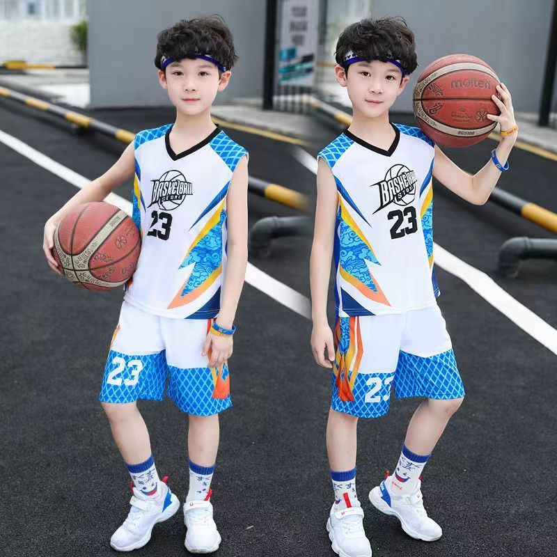 children‘s  shirt suit middle and big children handsome sleeveless tank top shorts breathable quick-drying summer team uniform boy sports style