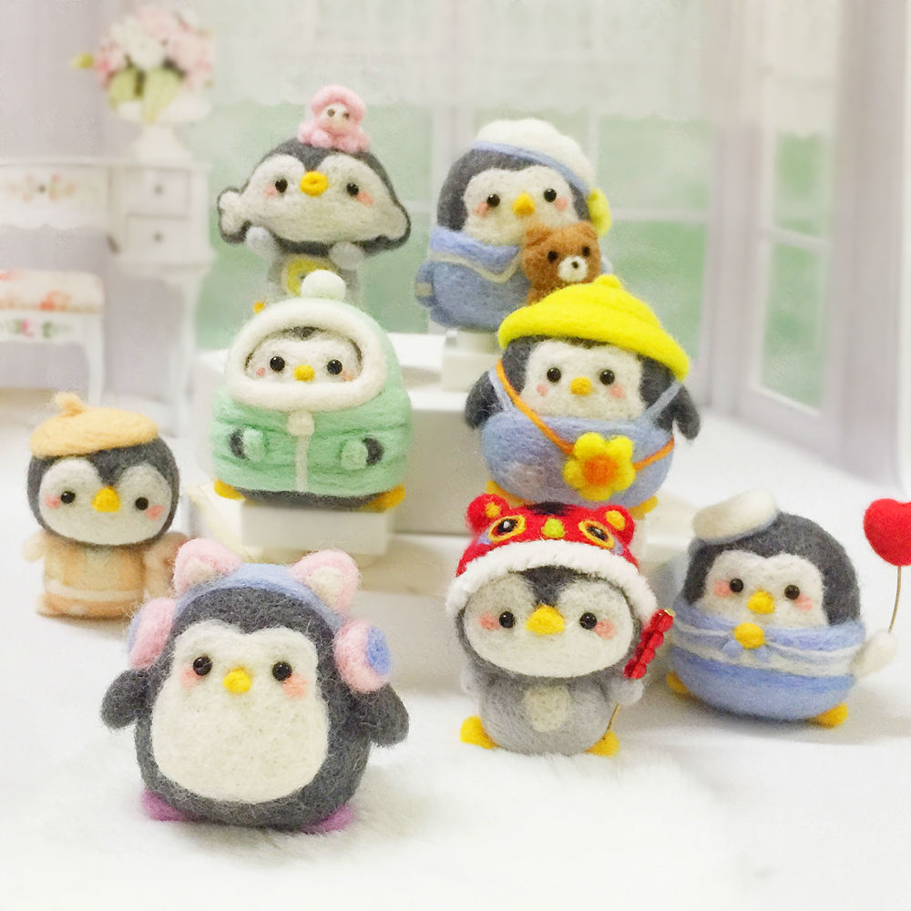 wool felt poke diy material package handmade penguin doll girlfriends handmade gift couple pendant keychain