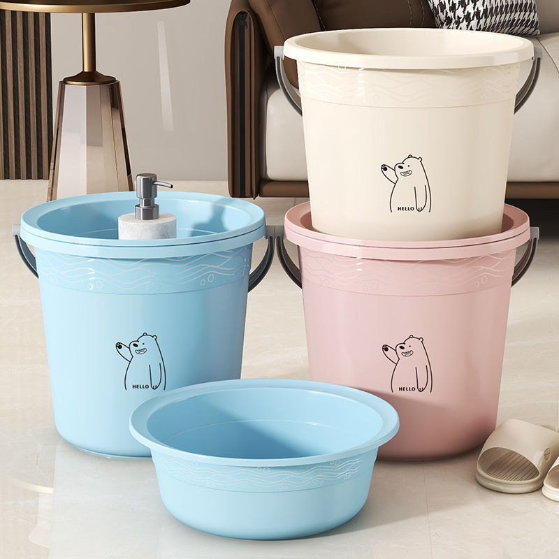 thickened plastic bucket household large capacity student dormitory laundry bath bucket hand-carrying multifunctional round barreled water bucket