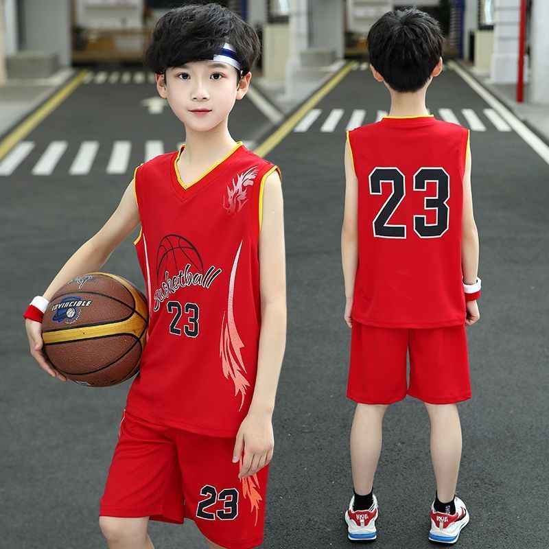 summer thin sportswear handsome set new boys‘ vest middle and big children children basketball wear boys quick drying clothes