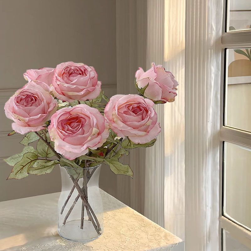 9.9 vintage focus edge emulational rose flower good-looking living room and dining table decoration fake flower mix and match decoration photo props