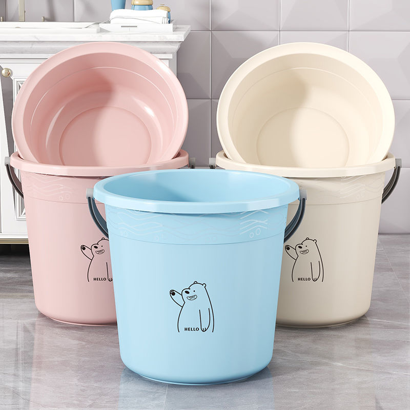 thick plastic bucket student household dormitory three-piece set bucket basin suit large capacity portable laundry bucket bath bucket