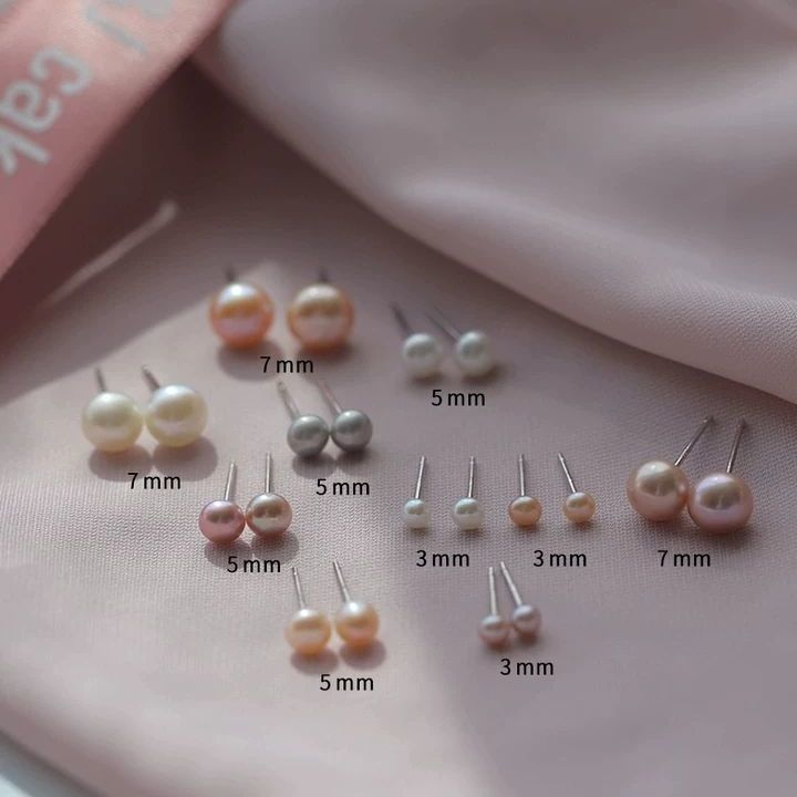 sterling silver natural freshwater pearl y stud earrings for women compact mini retro south korea temperament earrings ear-caring