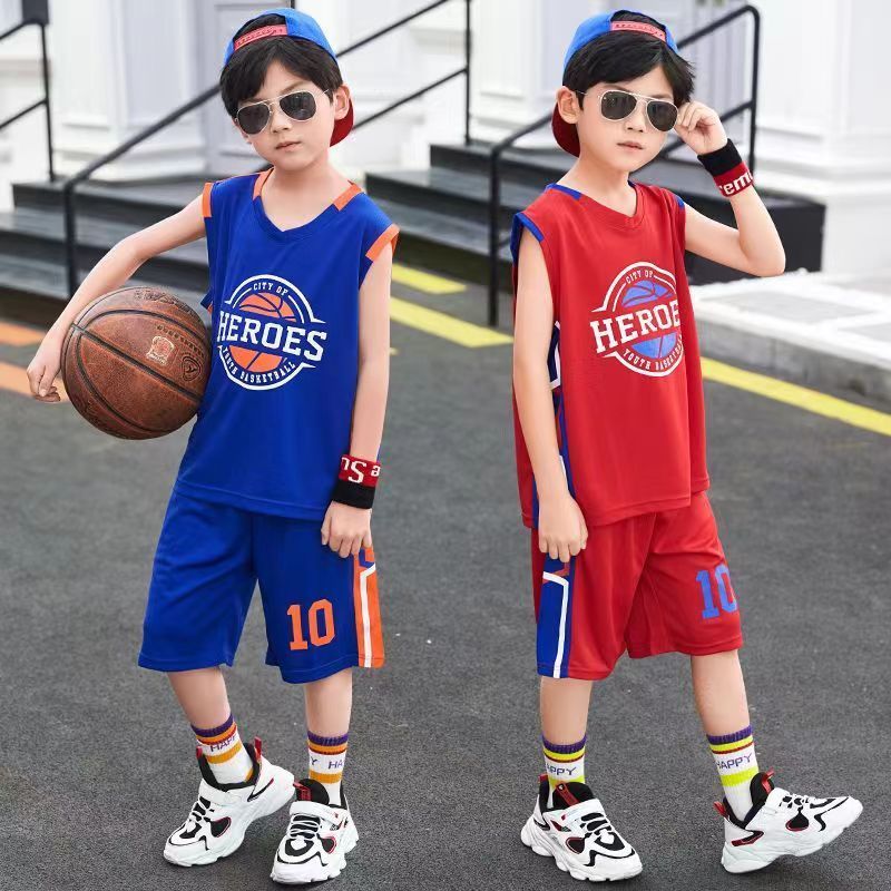 handsome summer clothes team uniform jersey children‘s shorts cool teenager breathable quick-drying sports style suit boy sleeveless vest