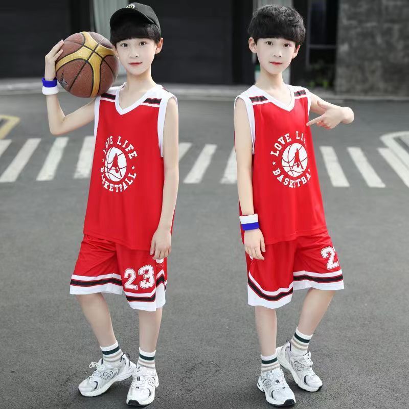 children‘s suit quick-drying jersey cool teenager sleeveless handsome summer clothes vest shorts team uniform breathable sports boy