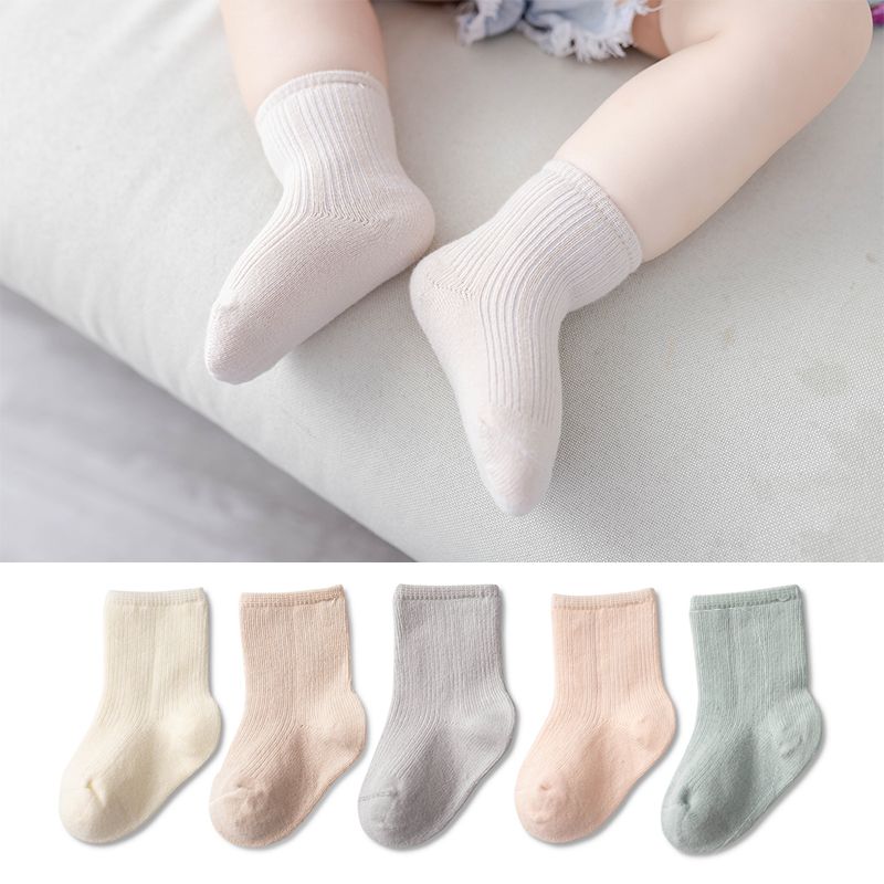 baby socks spring and autumn pure cotton boys and girls newborn baby 0-6-december 3-6 years old autumn and winter loose top mid-calf length socks