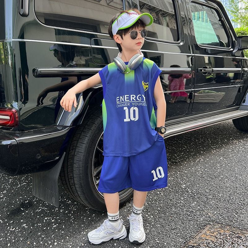 quick-drying shorts breathable sports suit team uniform jersey children‘s cool boy thin type sleeveless summer vest