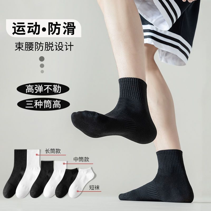 Solid Color Cotton Sock Autumn and Winter Thickening Men's Mid-Calf Ins Trendy Sports Ankle Socks All-Matching Breathable Sweat Absorbing Stink Prevent Socks