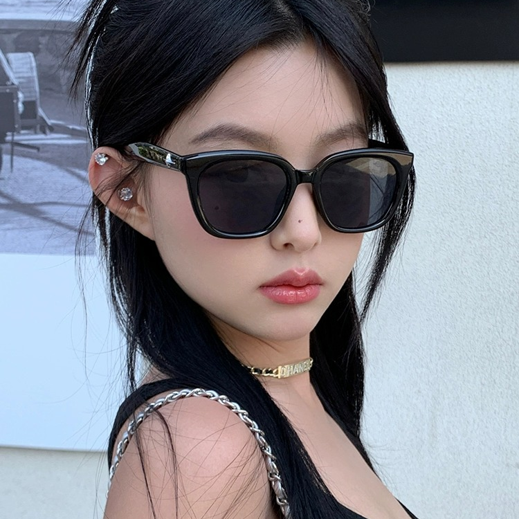 photography trendy cool sunglasses women‘s high-grade square round face small summer travel ins sun-resistant sunglasses