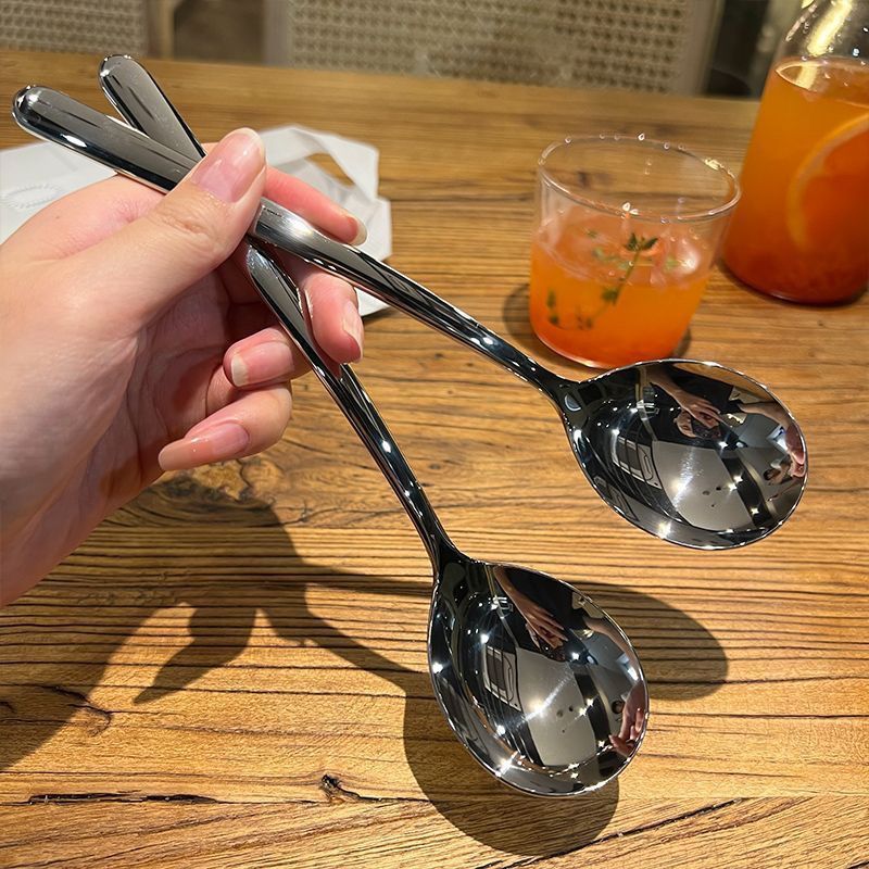 stainless steel thickened korean-style household spoon ins good-looking long handle internet celebrity soup student eating spoon