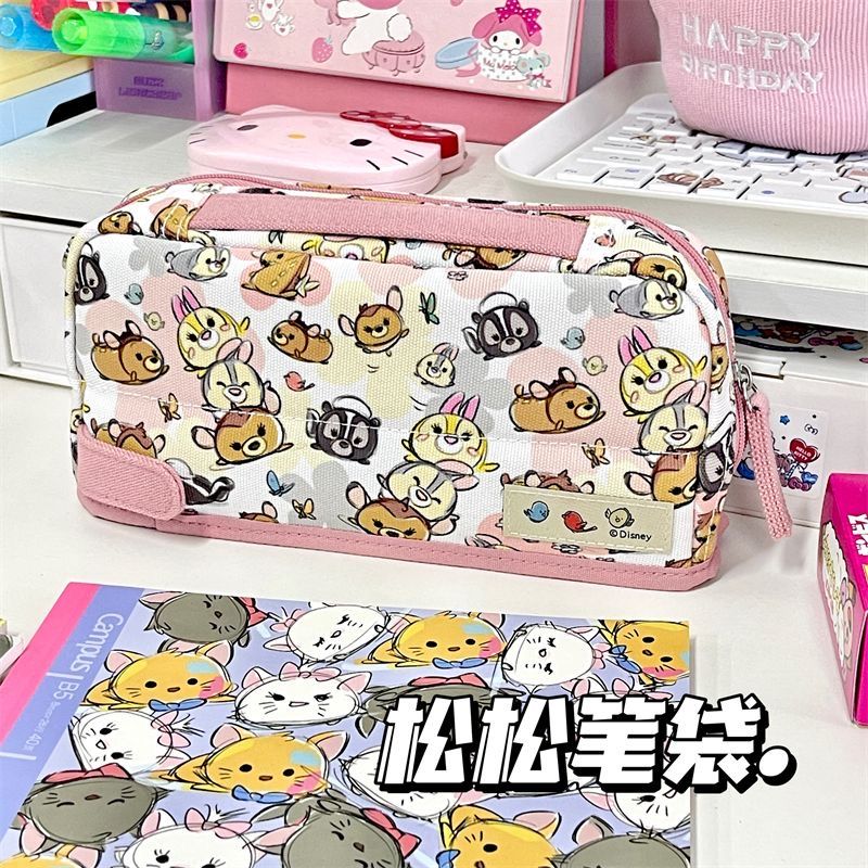 Xiaohongshu Same Style Ins Style Disney Joint Name Pencil Case Student Good-looking Cute Stationery Case Cartoon Stationery Box