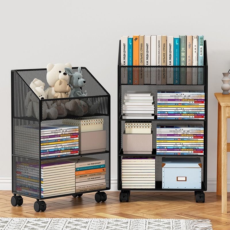 wrought iron bookcase organizing storage box small apartment office bookshelf student classroom storage desk movable short