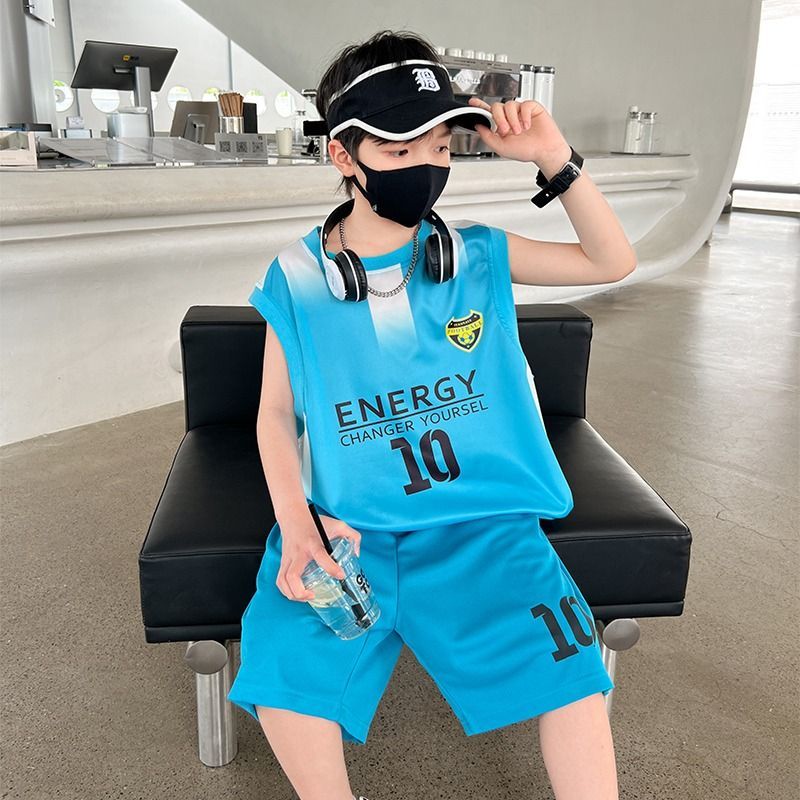 quick-drying jersey cool children‘s sports suit boy handsome sleeveless summer vest shorts team uniform breathable